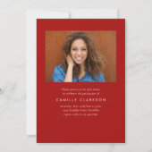 Invitation Red Modern Elegant Vertical Deux Diplôme Photo (Dos)