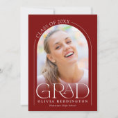 Invitation Red Modern Minimal Arch Photo Graduation Party (Devant)