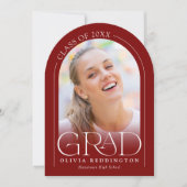 Invitation Red Modern minimal Photo Arch Graduation Party (Devant)