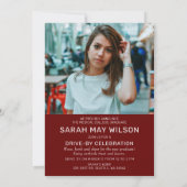 Invitation Red Modern Script Graduate Deux Photos Conduite Pa (Dos)