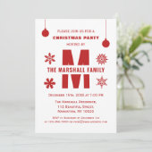 Invitation Red Monogram Fête Joyeux Noël Balls (Debout devant)