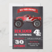 Invitation Red Monster Truck Anniversaire de enfant Party (Devant)