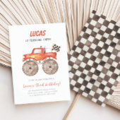 Invitation Red Monster Truck Any Age Birthday Party