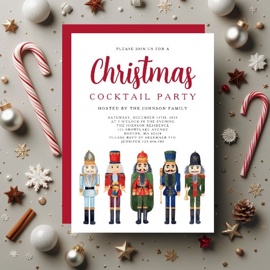 Invitation Red Nutcracker Christmas Cocktail Party