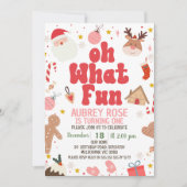 Invitation Red Oh What Fun Noël 1er anniversaire (Devant)