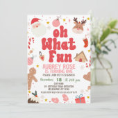 Invitation Red Oh What Fun Noël 1er anniversaire (Debout devant)