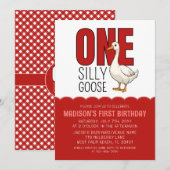 Invitation Red One Silly Goose 1er anniversaire (Devant / Derrière)