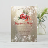 Invitation Red Orament Ball Bow Snowflakes Compagnie de Noël (Debout devant)