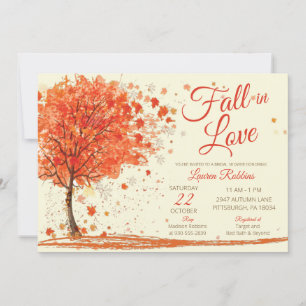 Invitation Red Orange Fall in Love Fall Tree Fête des mariées
