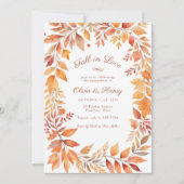 Invitation Red Orange Fall in Love Fiançailles (Devant)