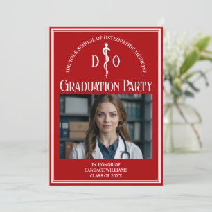 Invitation Red Osteopathic Médicale School Graduation Party