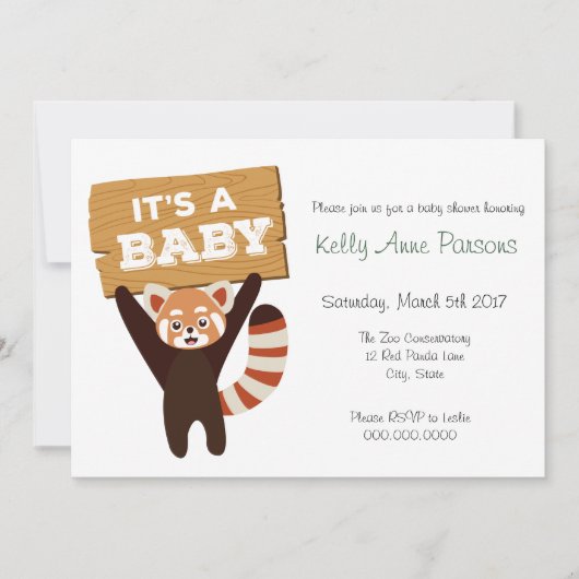 Invitation Red Panda nouveau bébé Jungle Baby shower Invitati (Devant)