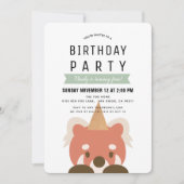 Invitation Red Pandas Simple Mint Green Anniversaire (Devant)