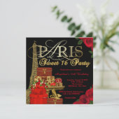 Invitation Red Paris Sweet 16 Party (Debout devant)