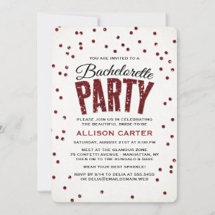 Invitation Red Parties scintillant Look Confetti Bachelorette