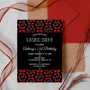 Invitation Red Parties scintillant Poker Chip Casino Soirée