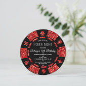 Invitation Red Parties scintillant Poker Chip Poker Nuit Anni (Debout devant)
