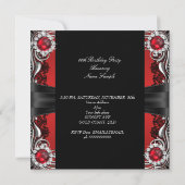 Invitation Red Pearl Anniversaire de la fête d'argent noir Ph (Dos)