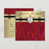 Invitation Red Pearl Black Gold Womans fête d'anniversaire (Devant / Derrière)