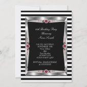 Invitation Red Pearls Anniversaire de la fête Black White Str (Dos)