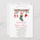 Invitation Red Père Noël Baby Christmas Clothesline Open Hous (Devant)