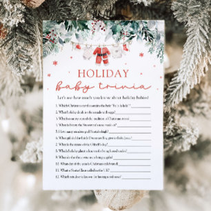 Invitation Red Père Noël Baby shower Holiday Baby Trivia Jeu