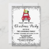 Invitation Red Père Noël Cadeaux Fête de Noël Argent (Devant)