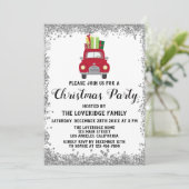 Invitation Red Père Noël Cadeaux Fête de Noël Argent (Debout devant)