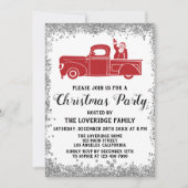 Invitation Red Père Noël Truck Fête de Noël Silver (Devant)