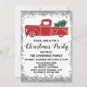 Invitation Red Père Noël Xmas Tree Fête de Noël Argent (Devant)