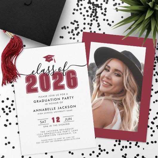 Invitation Red Photo Graduation Party