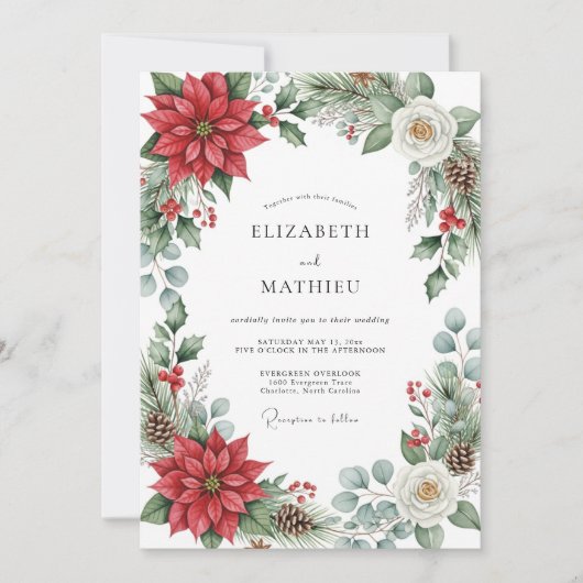 Invitation Red Picturesque Yuletide Wedding (Devant)