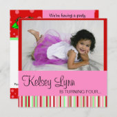 Invitation Red Pink aux fraises (Devant / Derrière)