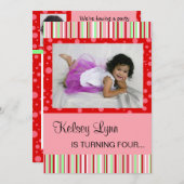 Invitation Red Pink aux fraises (Devant / Derrière)