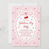 Invitation Red Pink Coquette Cherry Bow Galentine's Day Party (Devant)
