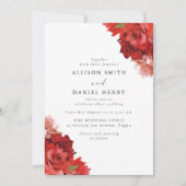Invitation Red & Pink Floral Elegant Wedding (Devant)