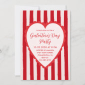 Invitation Red Pink Hand Drawn Heart Frame Galentine's Party (Devant)