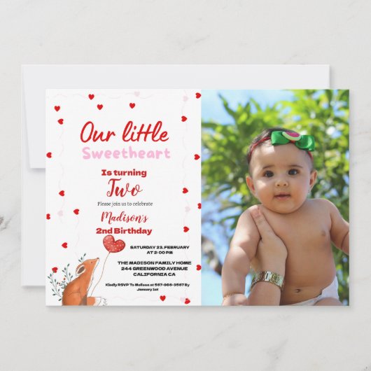 Invitation Red Pink Heart Saint-Valentin Anniversaire de la S (Devant)