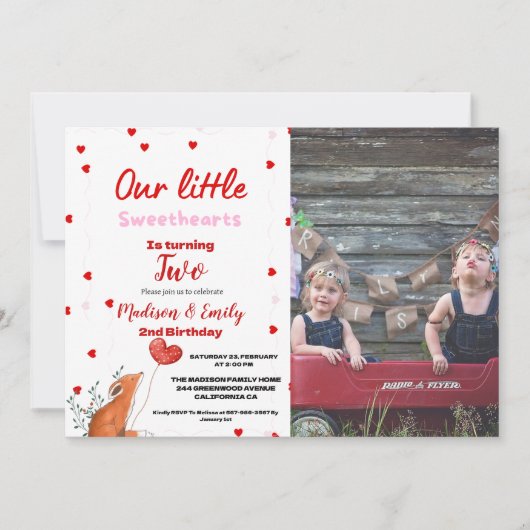 Invitation Red Pink Heart Saint-Valentin Anniversaire de la S (Devant)