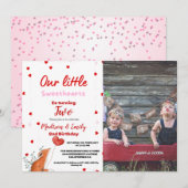 Invitation Red Pink Heart Saint-Valentin Anniversaire de la S (Devant / Derrière)