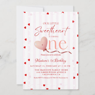 Invitation Red Pink Heart Valentine's Day Sweetheart Birthday