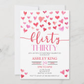 Invitation Red Pink Hearts Flirty Trente fête d'anniversaire (Devant)