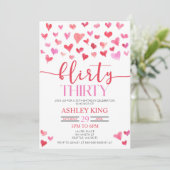 Invitation Red Pink Hearts Flirty Trente fête d'anniversaire (Debout devant)