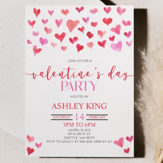 Invitation Red Pink Hearts Saint-Valentin
