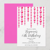 Invitation Red Pink Hearts Saint Valentin fête d'anniversaire (Devant / Derrière)