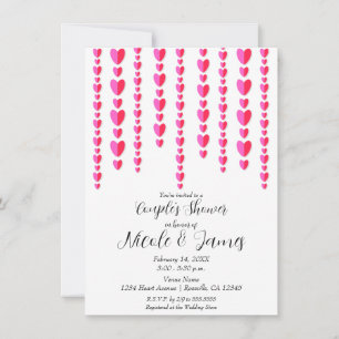 Invitation Red Pink Hearts Valentine Couple Wedding shower