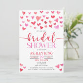 Invitation Red Pink Hearts Valentine Fête des mariées (Debout devant)