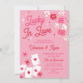 Invitation Red Pink Lucky In Love Dice Cards Engagement Party (Devant)