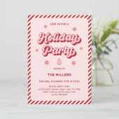 Invitation Red Pink Retro Noël (Debout devant)