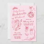 Invitation Red Pink Romantic Cupid Bachelorette Weekend (Devant)